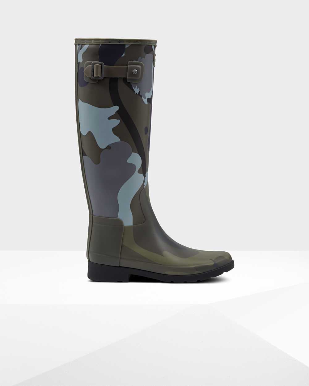 Hunter Refined Slim Fit Rockpool Camo Gum Tall Women's Rain Boots NZ-56873W Olive